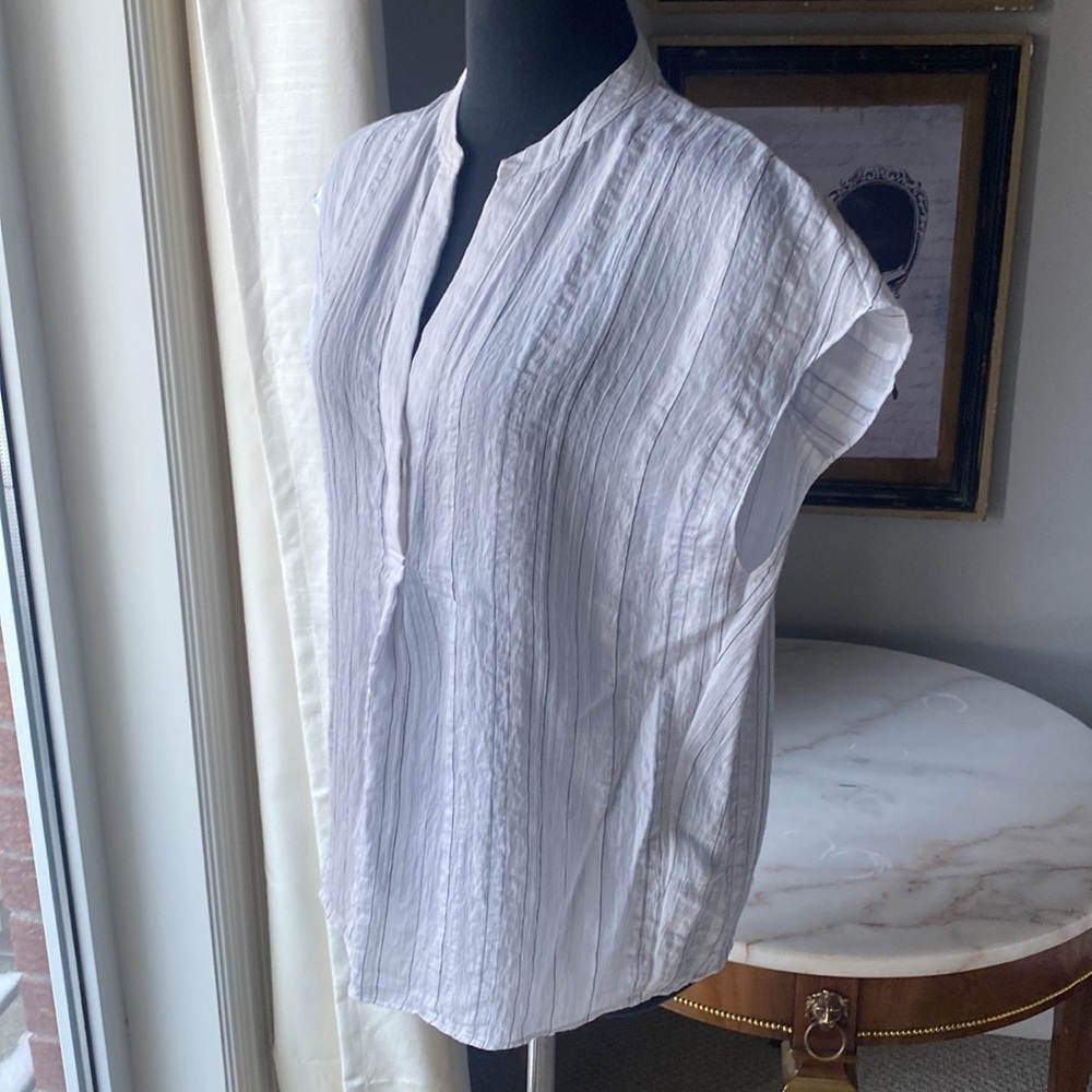 VINCE STRIATED POPOVER SHIRT